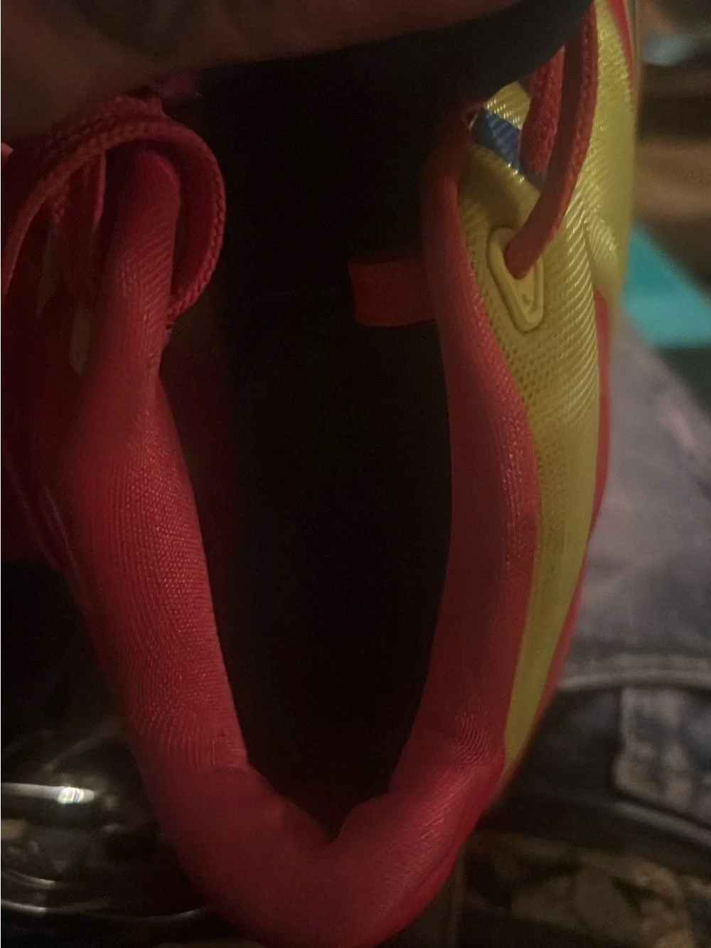 Kids Bright Yellow & Pink Athletic Sneakers with Blue Accent